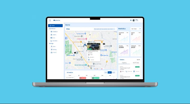 Tracking Rent Car Figma Dashboard