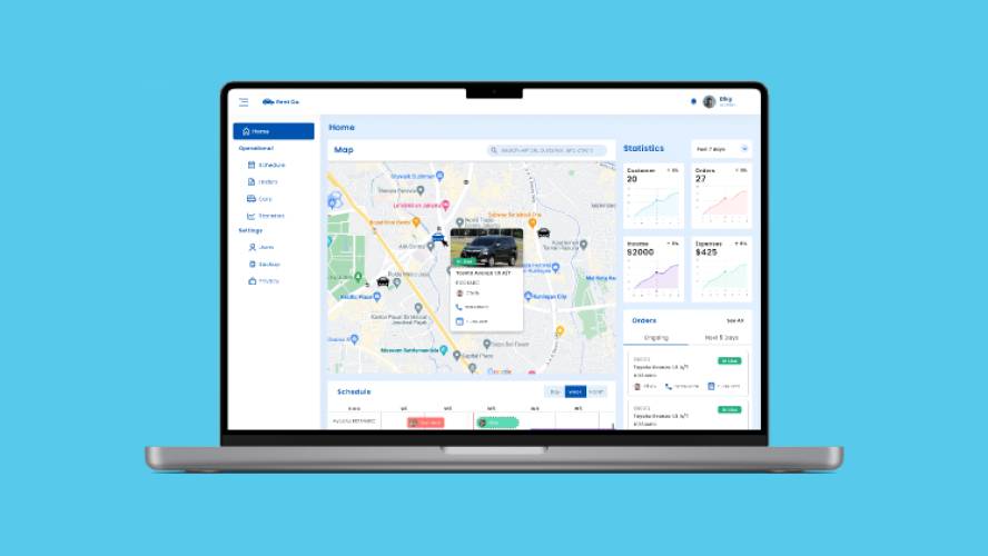 Tracking Rent Car Figma Dashboard