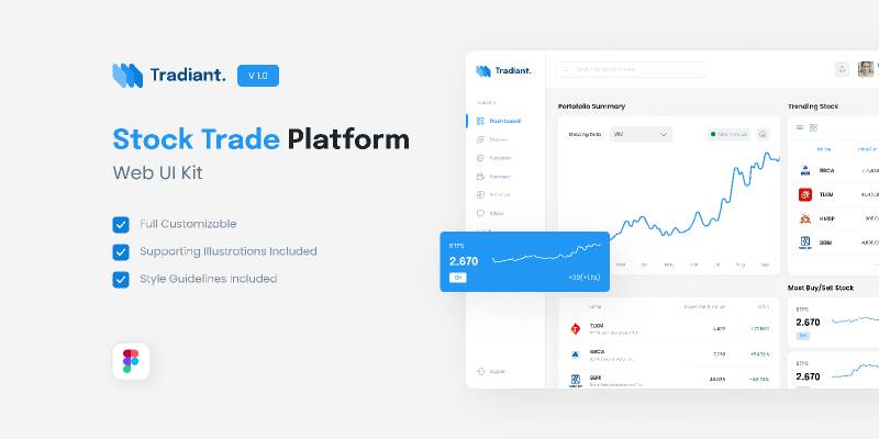 Tradiant Stock App Landing Page Figma Template