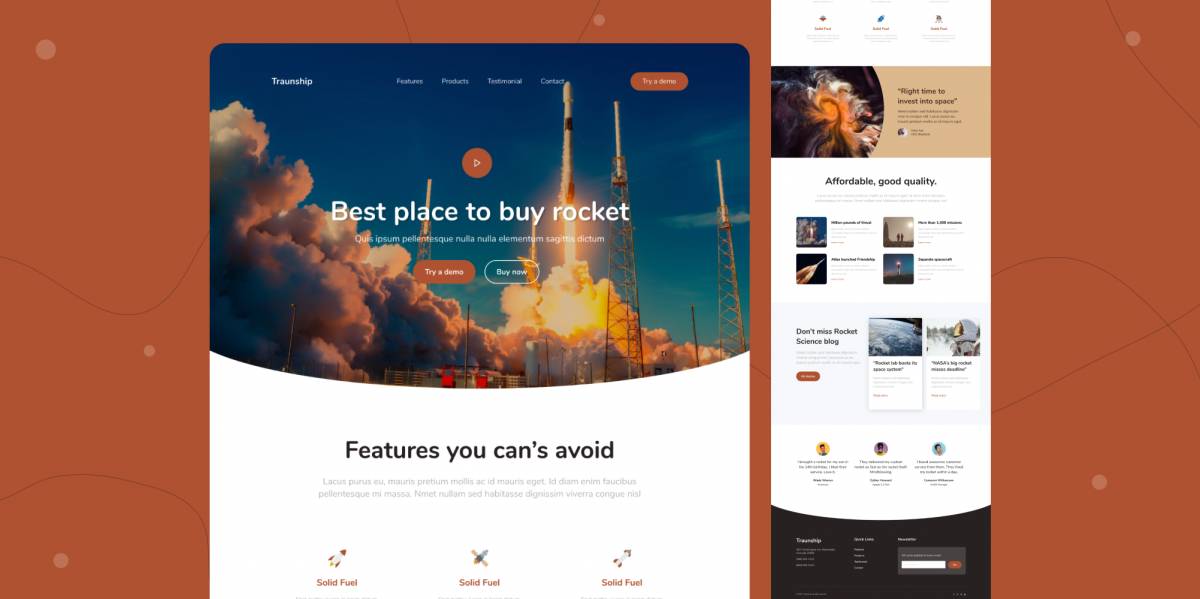 Traunship Product Landing Page Figma Template