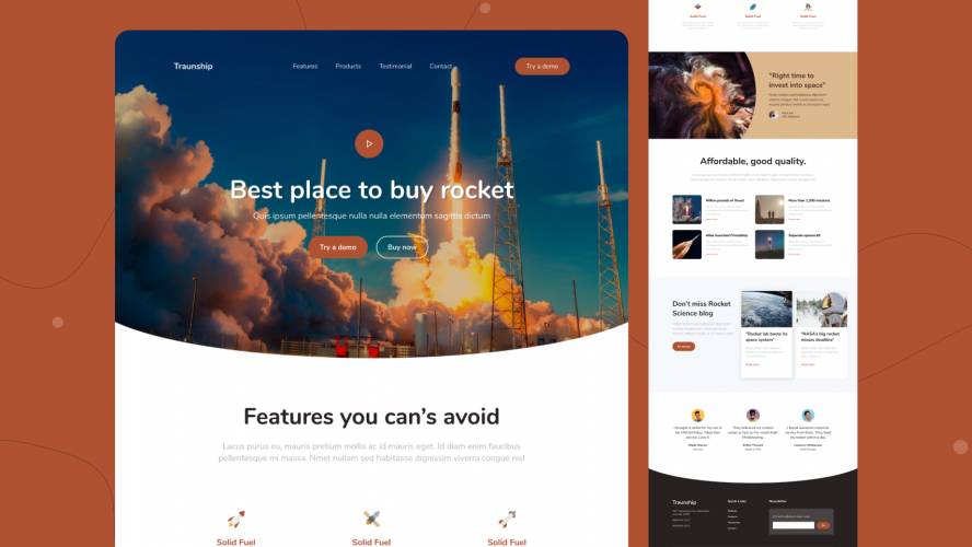 Traunship Product Landing Page Figma Template