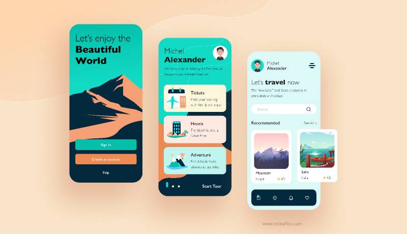 Travel app concept figma mobile template