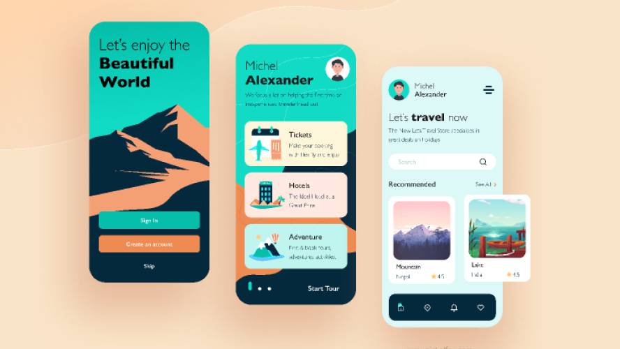Travel app concept figma mobile template