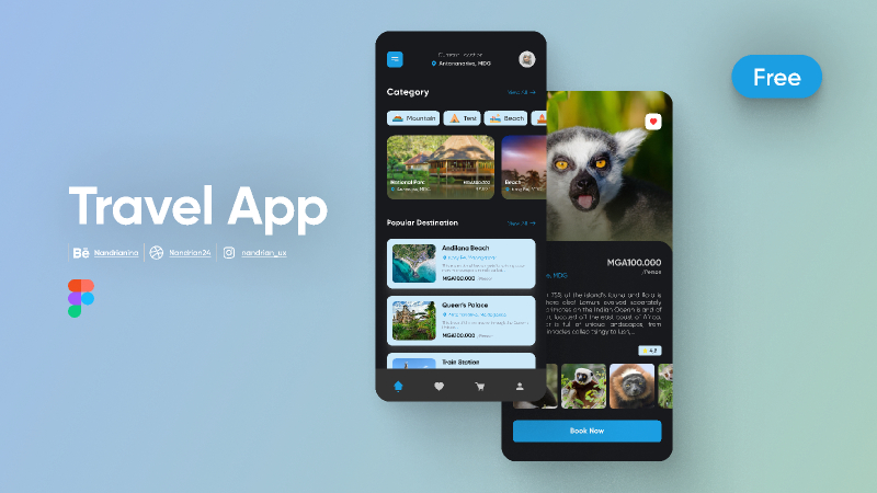 Travel App Figma Free Mobile Template