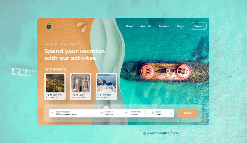 Travel App figma landing page template