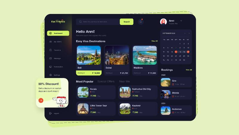 Travel Dashboard Figma Web Ui Kit Free