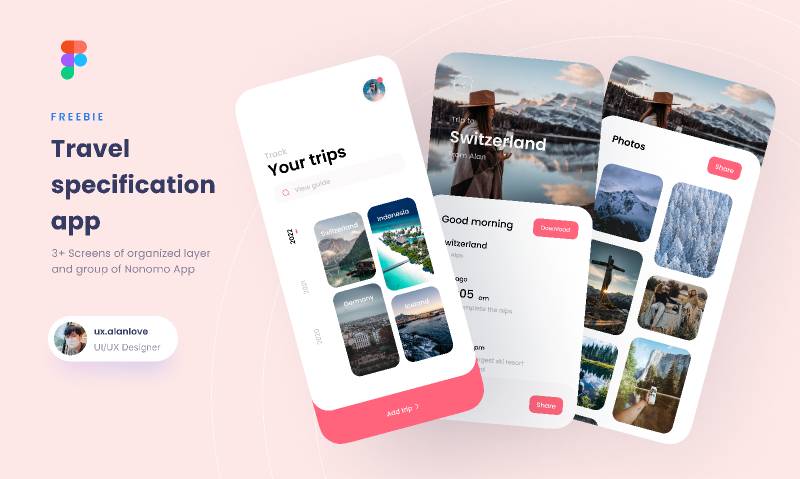 Travel specification app figma mobile template