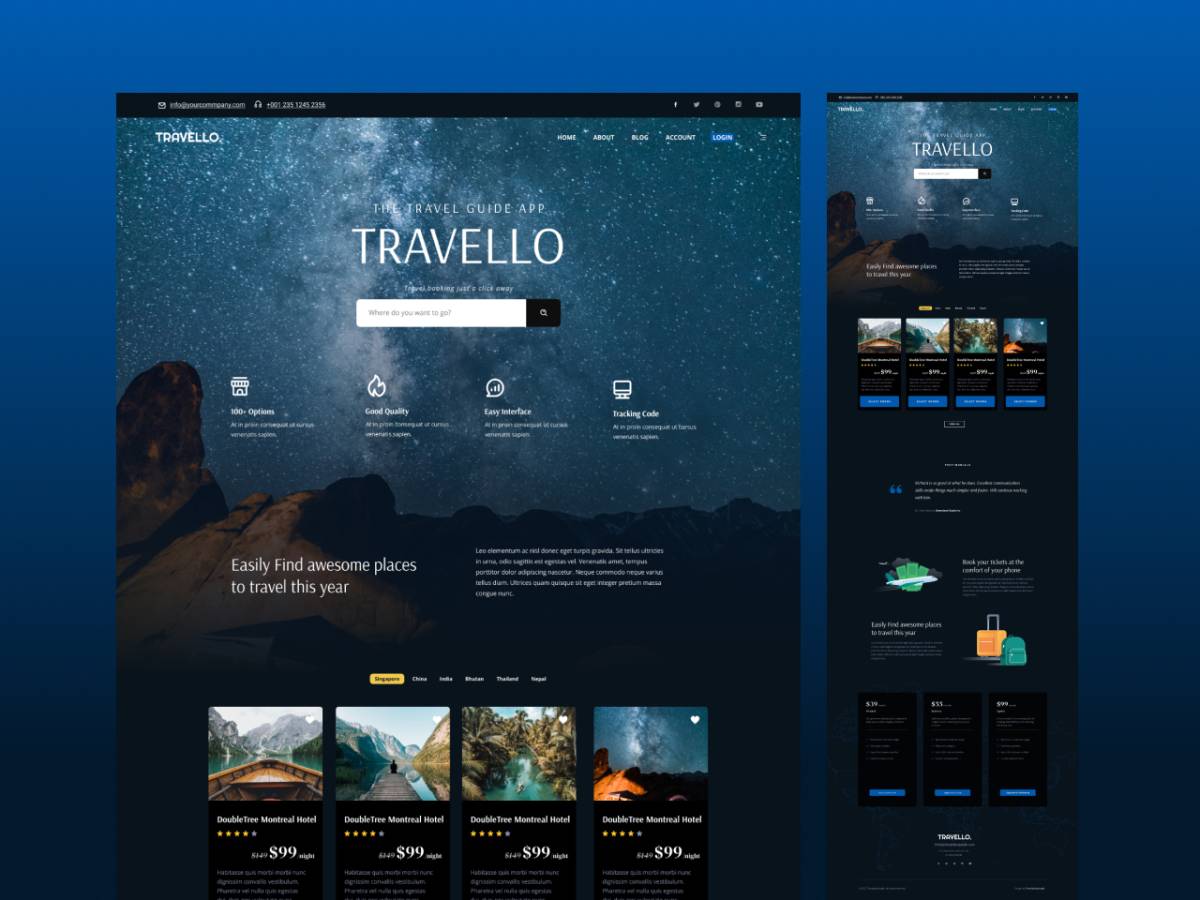 Travello – Free Figma Travel and Tour Landing Page Template