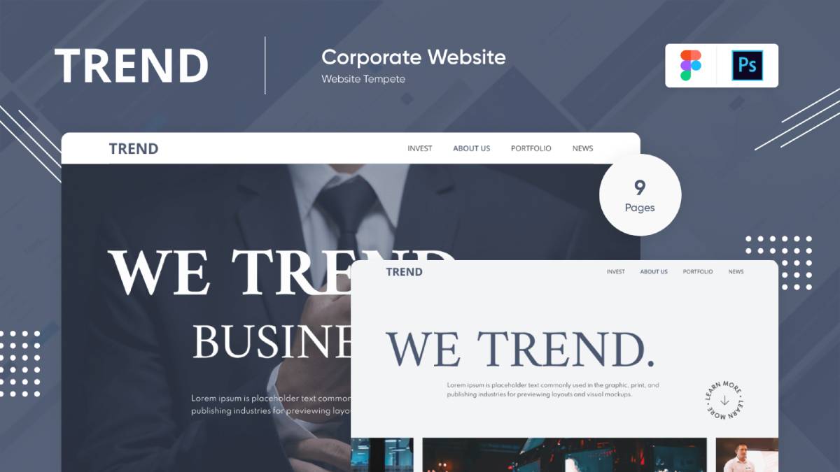 Trend - Corporate Site Minimal Design Figma Website Template