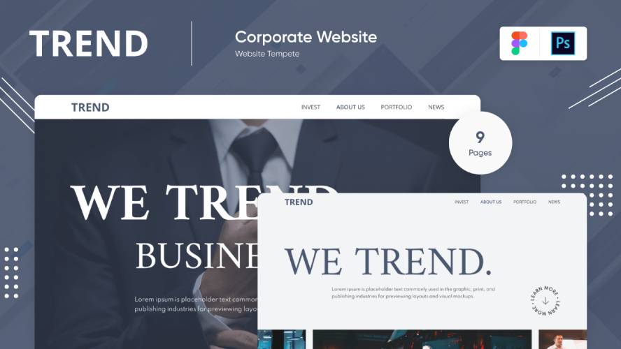 Trend - Corporate Site Minimal Design Figma Website Template