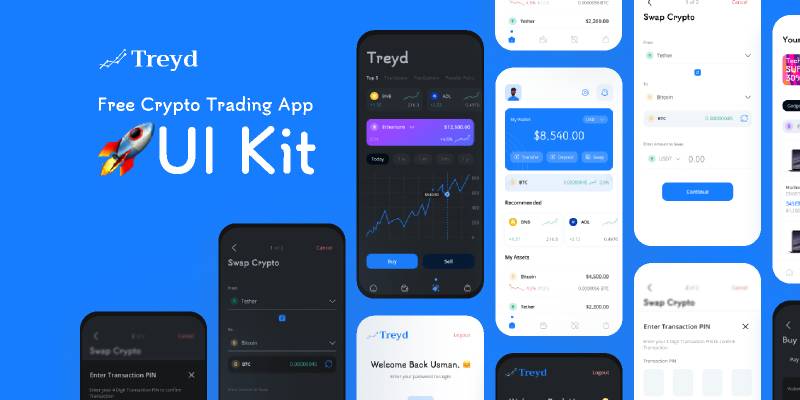 Treyd Crypto Trading App UI Kit Figma Template