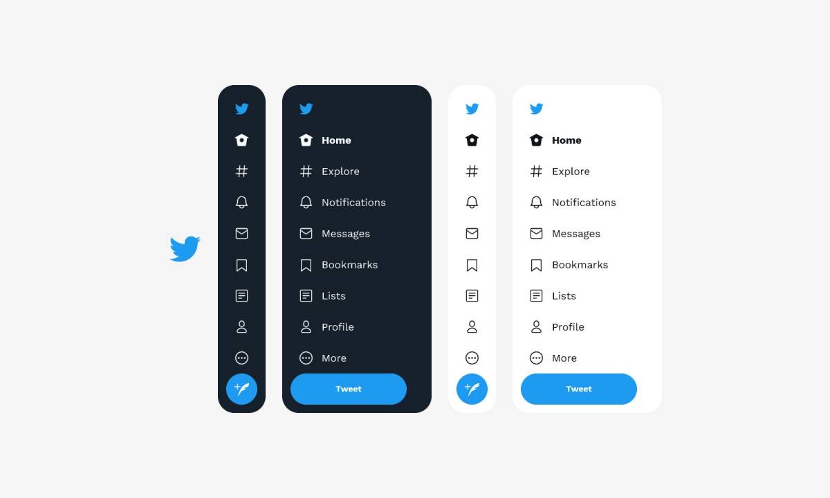 Twitter Side Navigation Figma Ui Kit