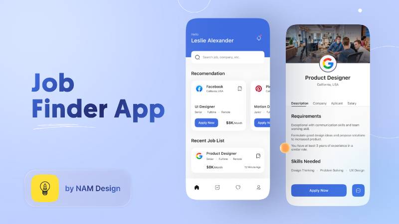 UI Design Job Finder App Figma Template