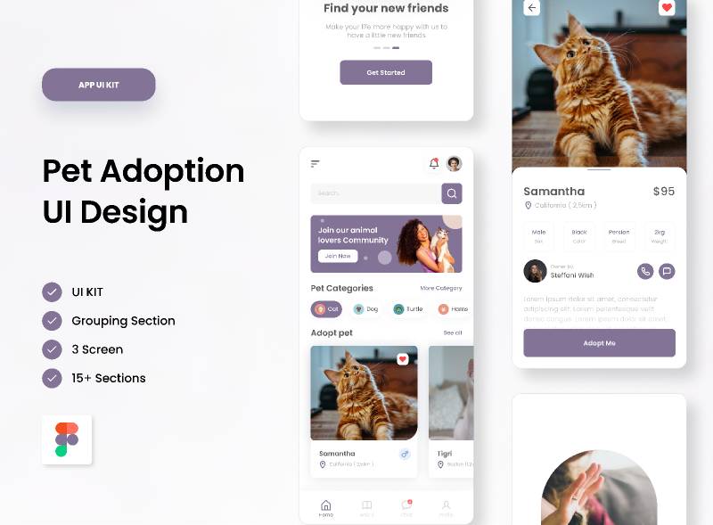 UI KIT - Pet Adoption Figma Mobile Ui Kit