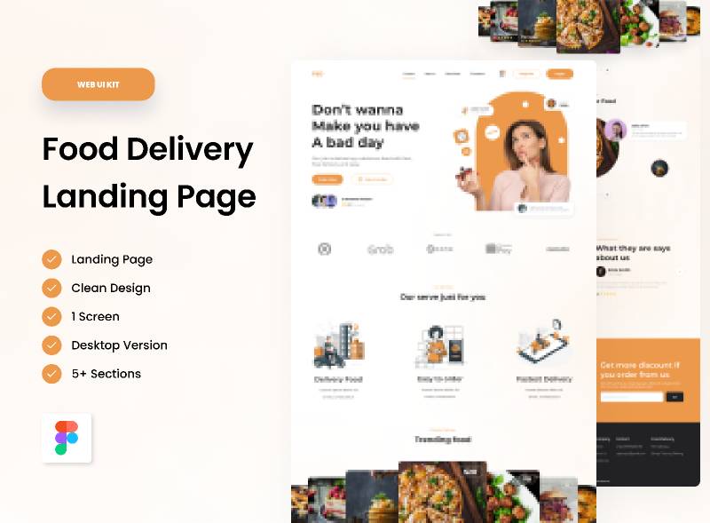 UI KIT Food Delivery - Landing Page Figma Website Template