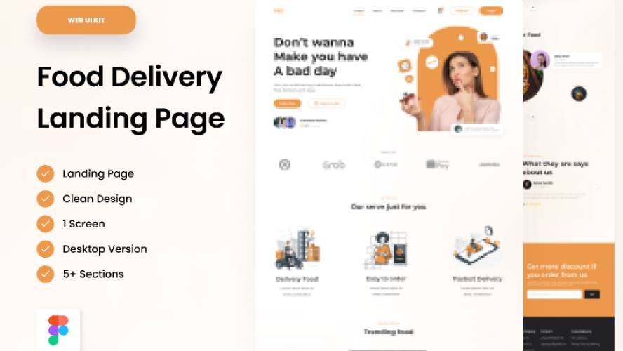 UI KIT Food Delivery - Landing Page Figma Website Template