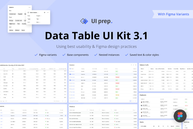 UI Prep Tables 3.1 Figma templates