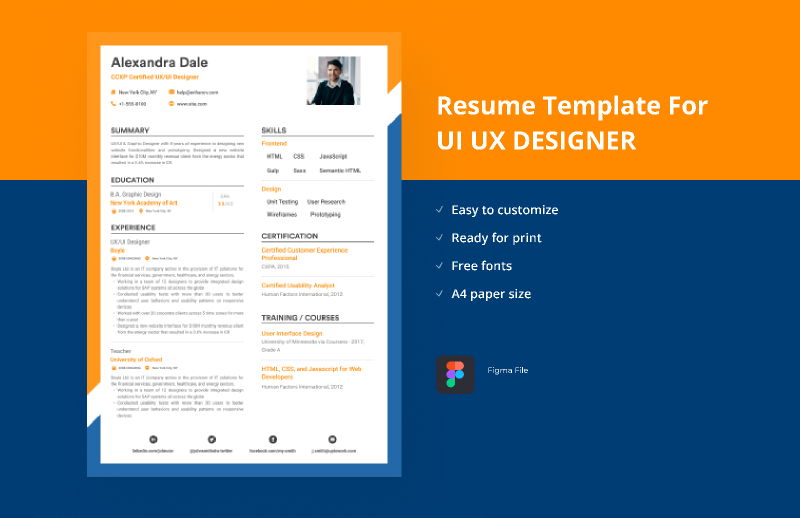 UI/UX Designer Resume Free Download