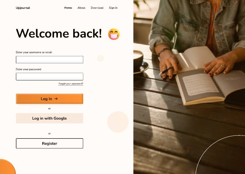 (Upjournal) Login Page - Figma Website Template