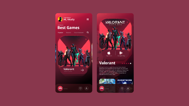 Valorant game store figma free mobile app