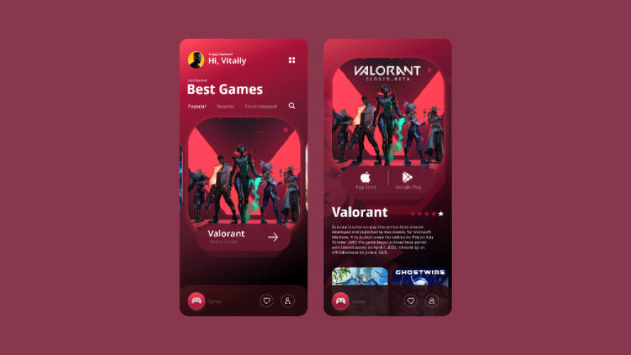 Valorant game store figma free mobile app