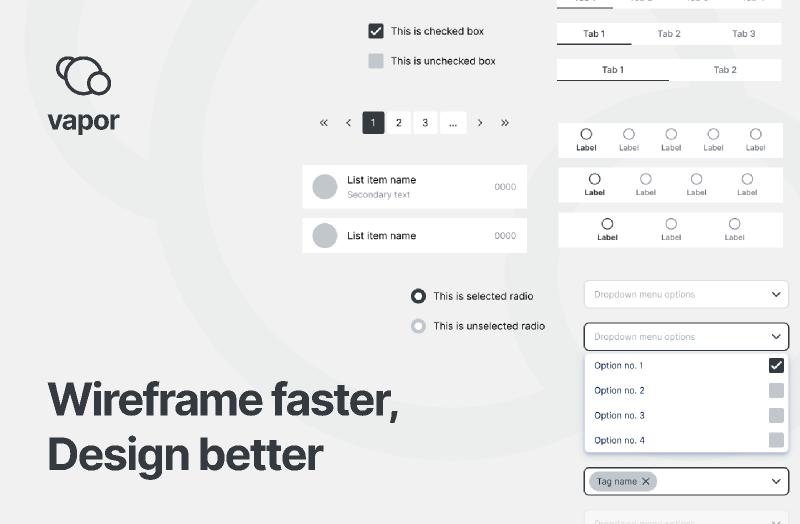 Vapor - Wireframe figma library