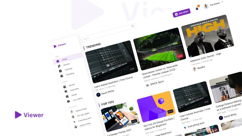 Viewer Video Sharing Platform Figma Website Template