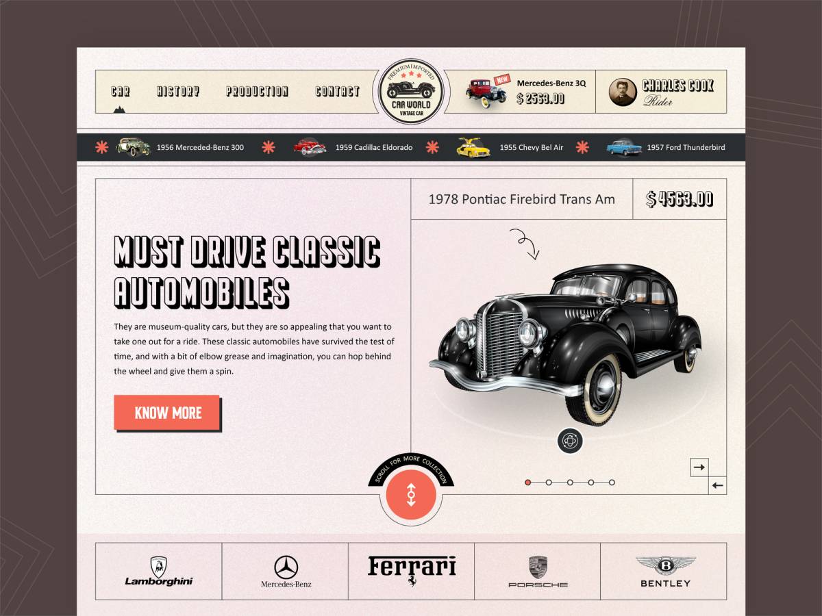 Vintage Car - Web App Design