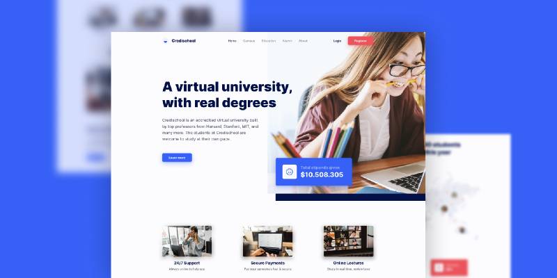 Virtual University Landing Page Figma Template