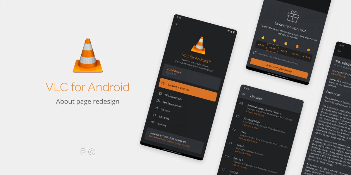 VLC for Android Redesigned About Page Figma Template