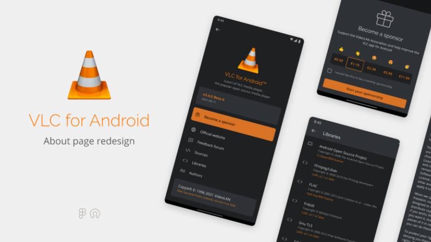 VLC for Android Redesigned About Page Figma Template