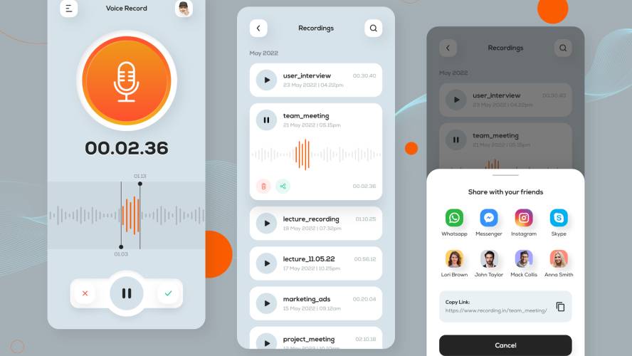 Voice Recorder App UI Design