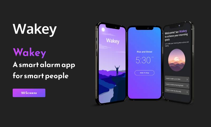 Wakey the alarm app figma mobile app