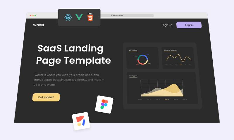 Wallet - SaaS Landing Page Template figma template