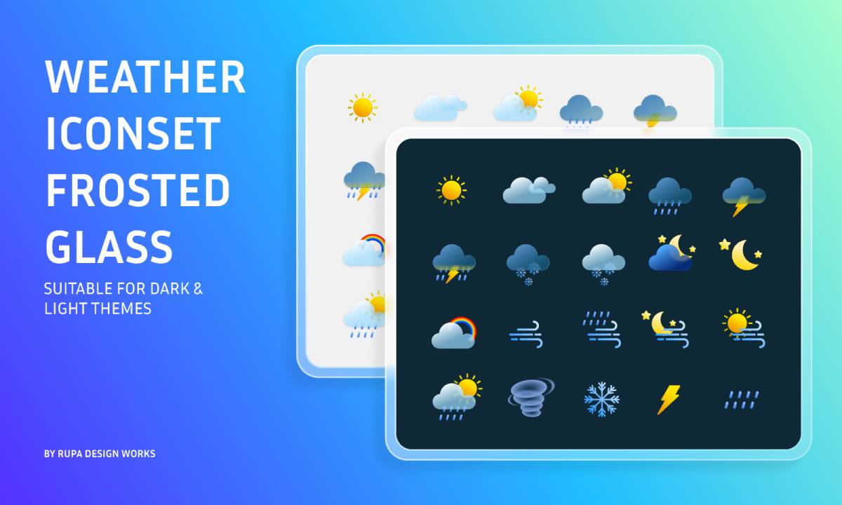 Weather Iconset Frosted Glass Figma Free Download