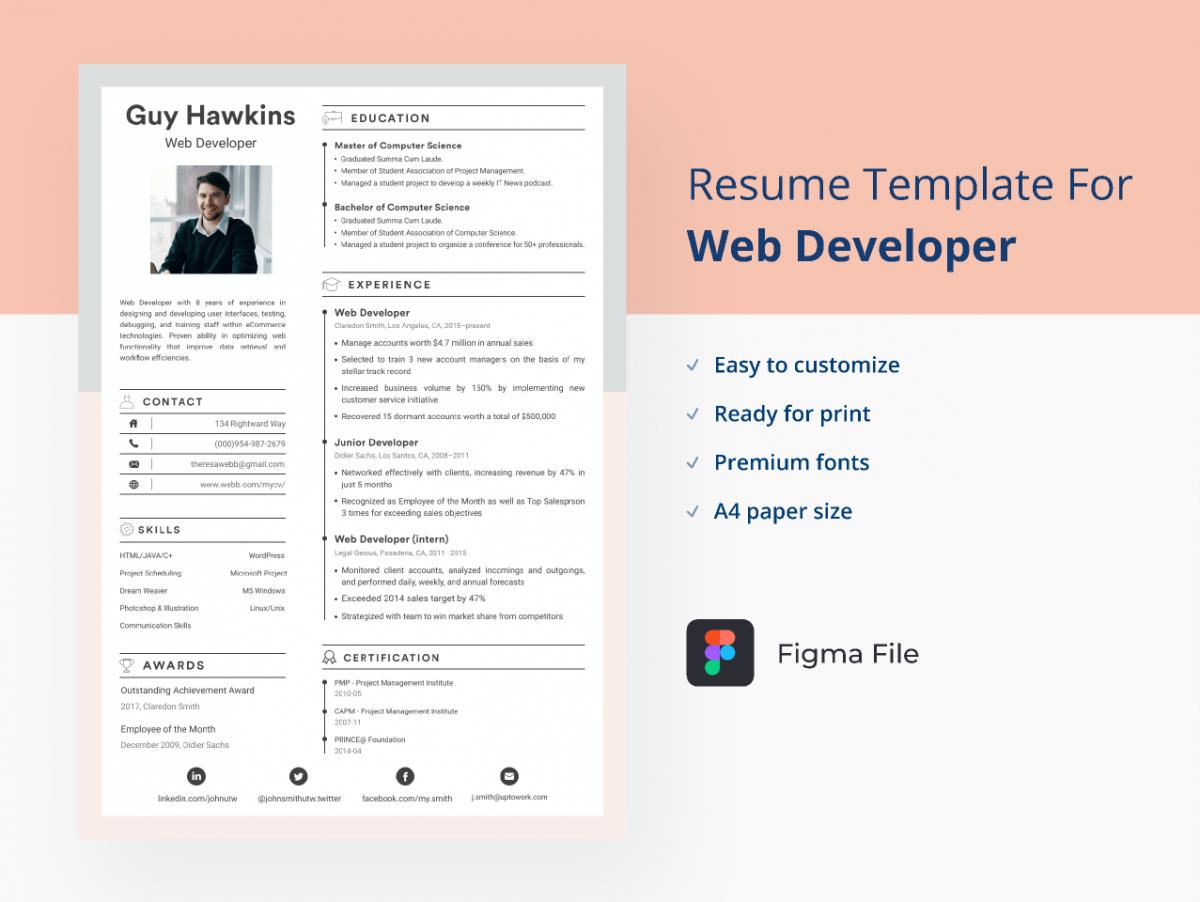 Web Developer Resume/CV Template Figma Design