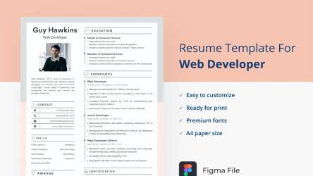 Web Developer Resume/CV Template Figma Design