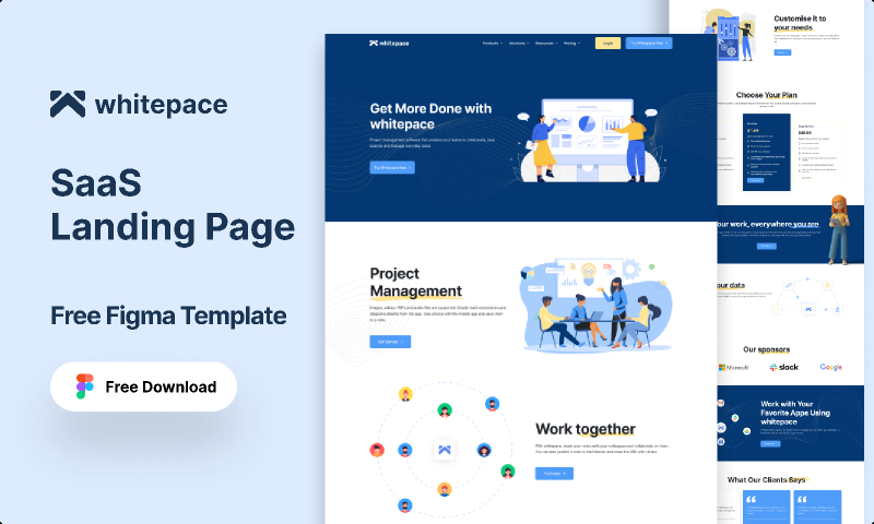 Whitepace - SaaS Landing Page Figma Free Download