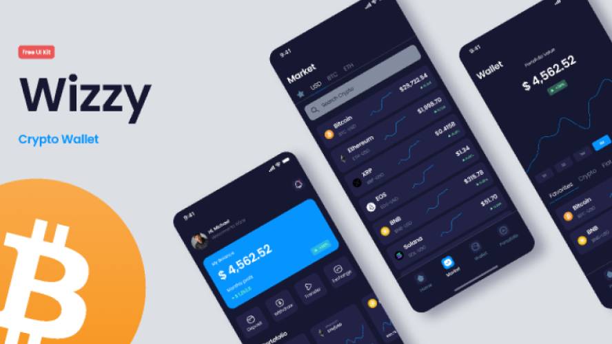 Wizzy - Crypto Wallet Exchange App Figma Mobile Template