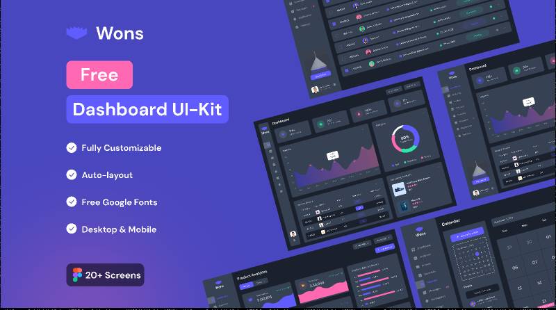 Wons Free Admin Dashboard Figma Template