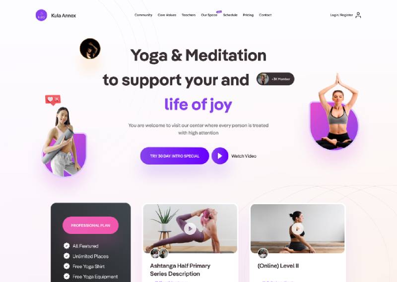 Yoga - Landing Page Design Figma Website Template