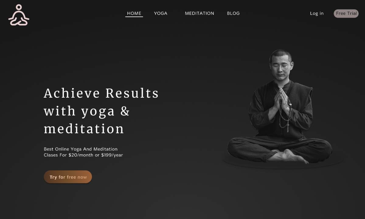 yoga website landing page - free figma website template