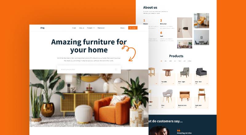 Zing Furniture Landing Page Figma Website Template