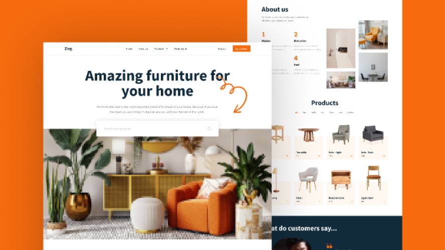 Zing Furniture Landing Page Figma Website Template